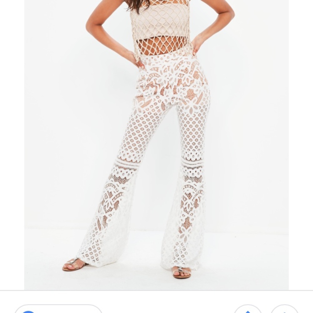 Lace pants zipper back worn once